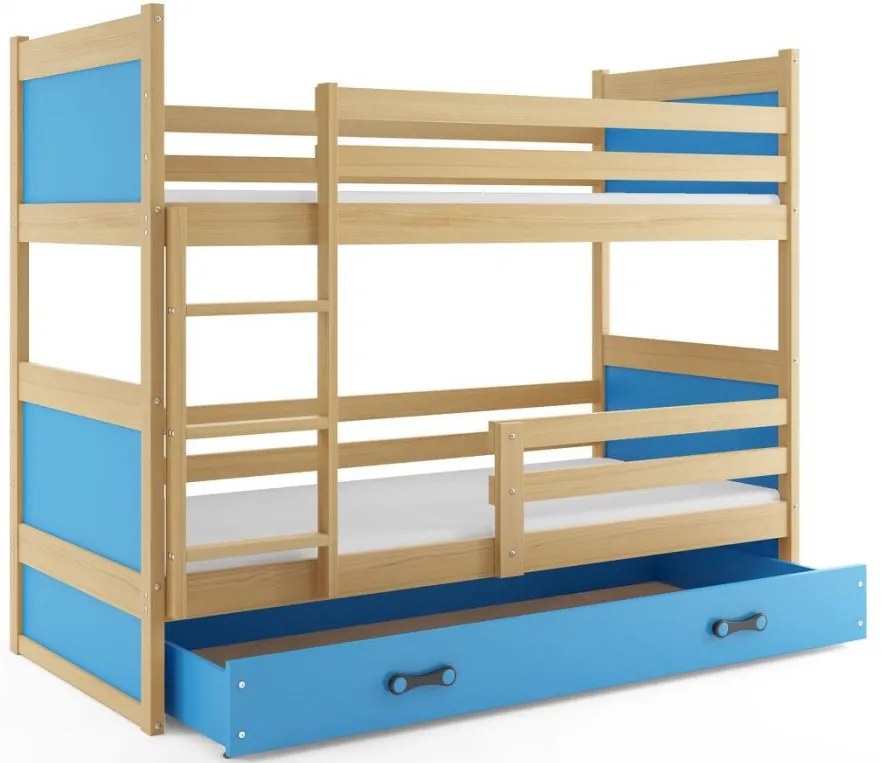 Interbeds Rico poschodová posteľ 190cm x 80cm borovicové drevo Prírodná-modrá