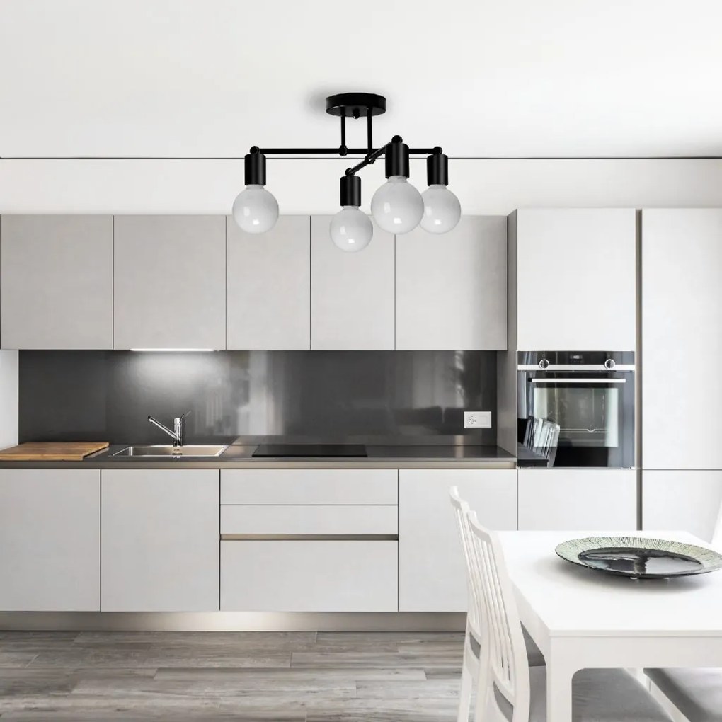 Toolight - Stropná lampa 4-bodová s čiernymi ramenami 392200, čierna, OSW-07623