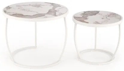Sada 2 ks konferenčných stolíkov AURORO, béžová/biela
