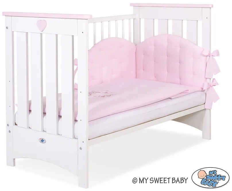 My Sweet Baby Detská postieľka 120x60cm Lorenzo III bielo/ružová