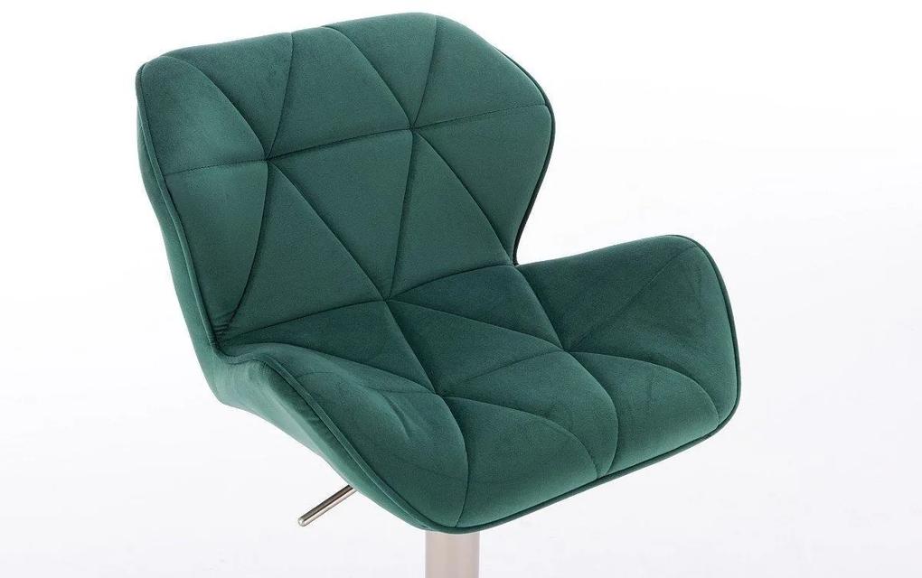 LuxuryForm Barová stolička MILANO VELUR na striebornom tanieri - zelená