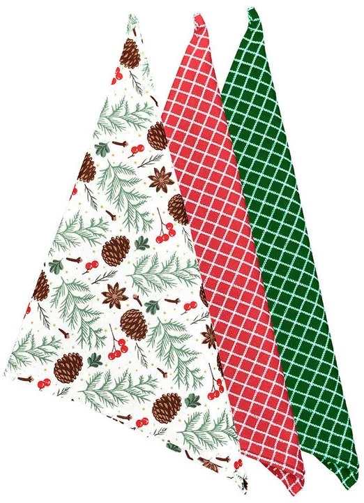 Bavlnené utierky ŠIŠKY NA BIELEJ 45 × 70 cm, 3 ks