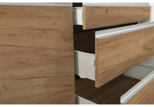 Kuchynská linka MARINA 240 cm dub craft/lesklá biela