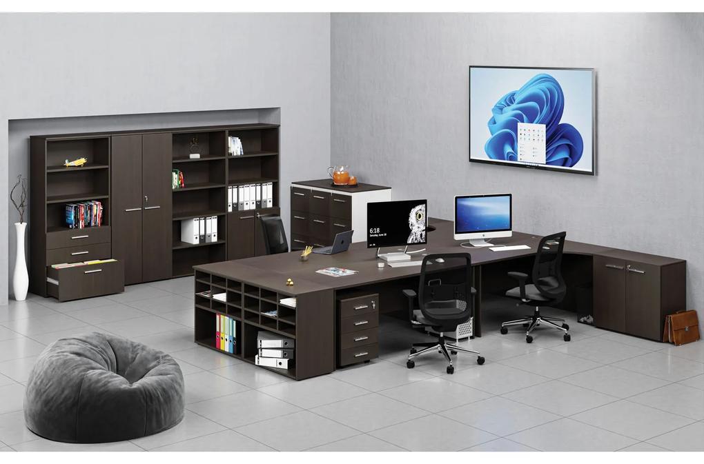 Kombinovaná kancelárska skriňa PRIMO WOOD, 1087 x 800 x 420 mm, wenge