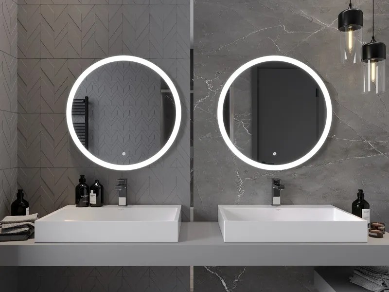 Mexen Oro, okrúhle LED podsvietené kúpeľňové zrkadlo 70 cm, 6000K, vykurovacia podložka proti zahmlievaniu, 9824-070-070-611-00