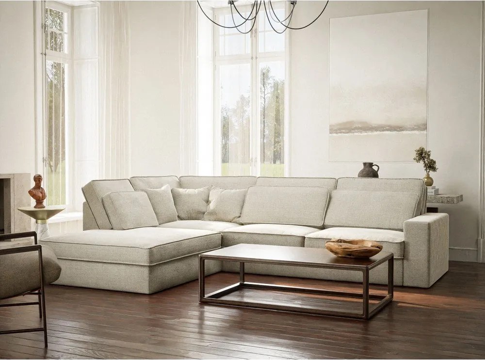 Sivobéžová ženilková rohová pohovka (ľavý roh/do L) Kirou – Maison de Rêve