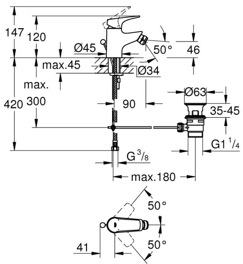 GROHE 23770000 - Bidetová batéria START FLOW lesklý chróm