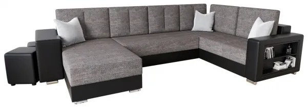 Prostorná elegantní sedačka s ekokůží KAMONA - šedá / černá