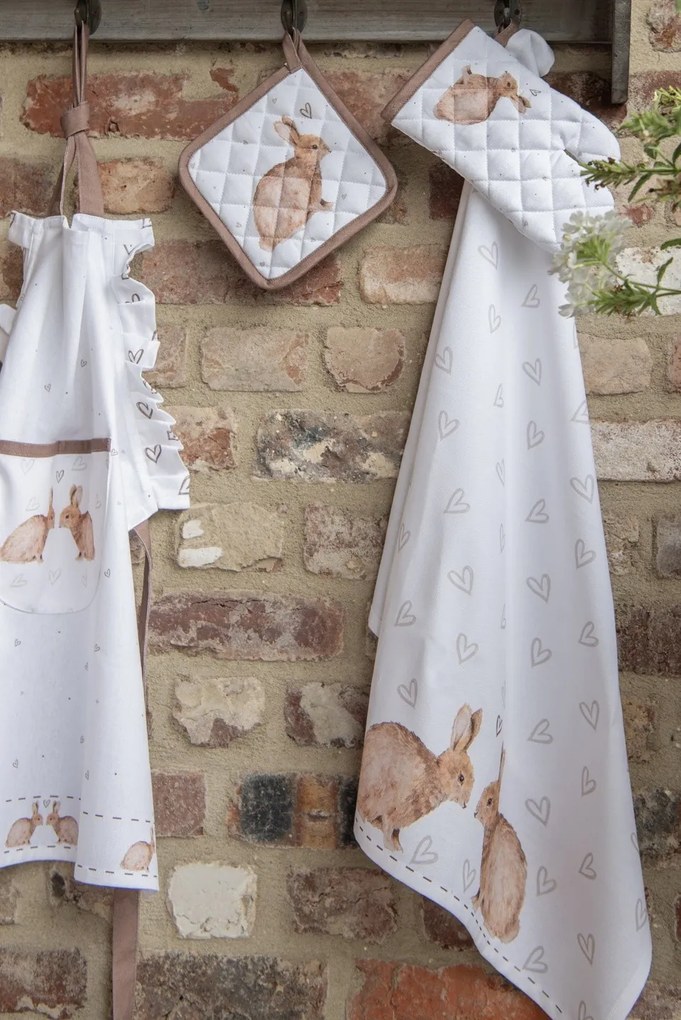 Bavlnená detská chňapka - rukavice s motívom zajačika a srdiečok Bunnies in Love - 12*21 cm
