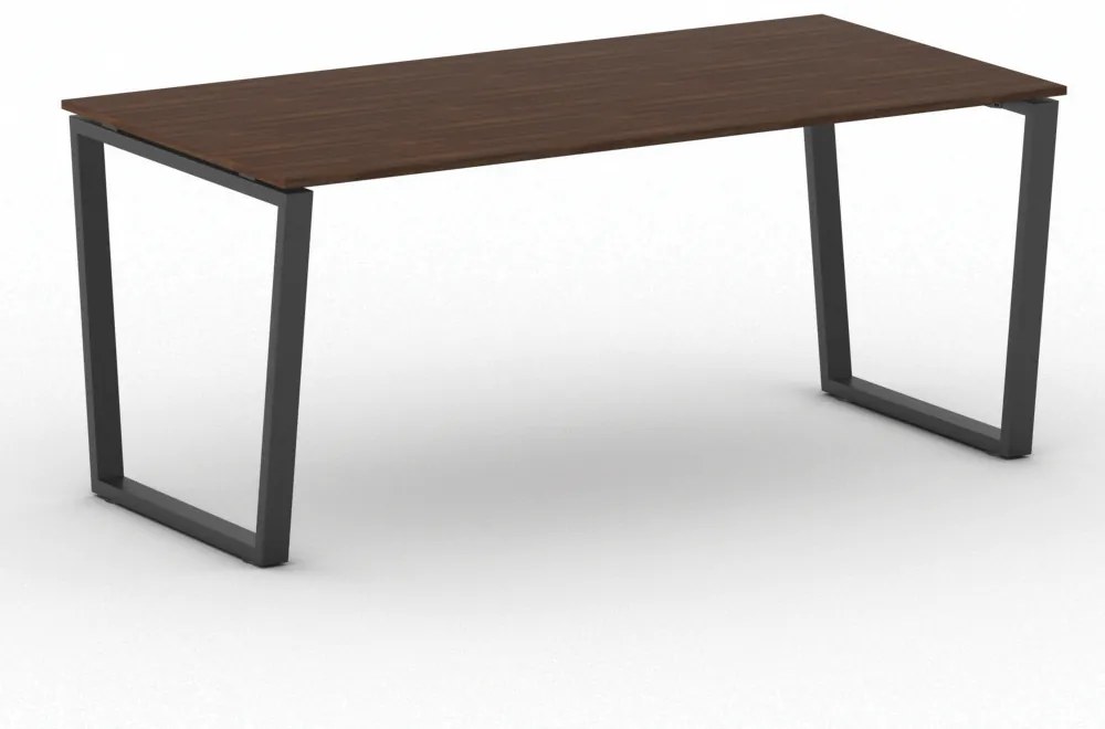 Kancelársky stôl PRIMO IMPRESS, čierna podnož, 1800 x 900 mm, orech