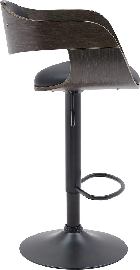 Barová stolička Kingston B - koženka, čierny rám - čierna/šedá