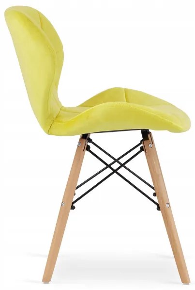 Jedálenský stôl TODI biely 80 cm so štyrmi stoličkami LAGO zamatové žlté