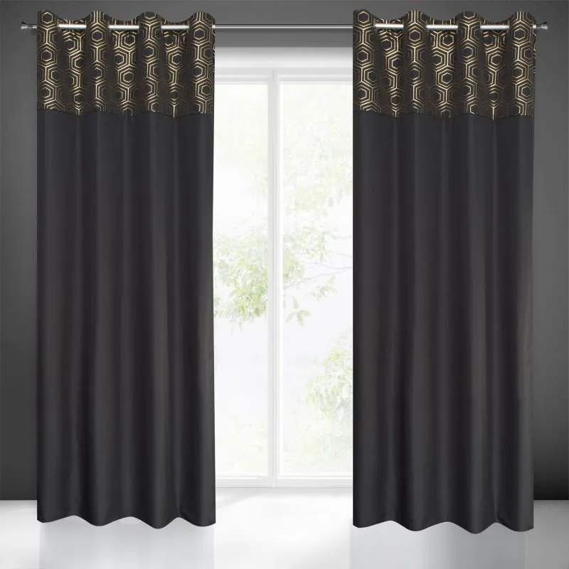 Luxusný záves v čiernej farbe do spálne Dĺžka: 250 cm