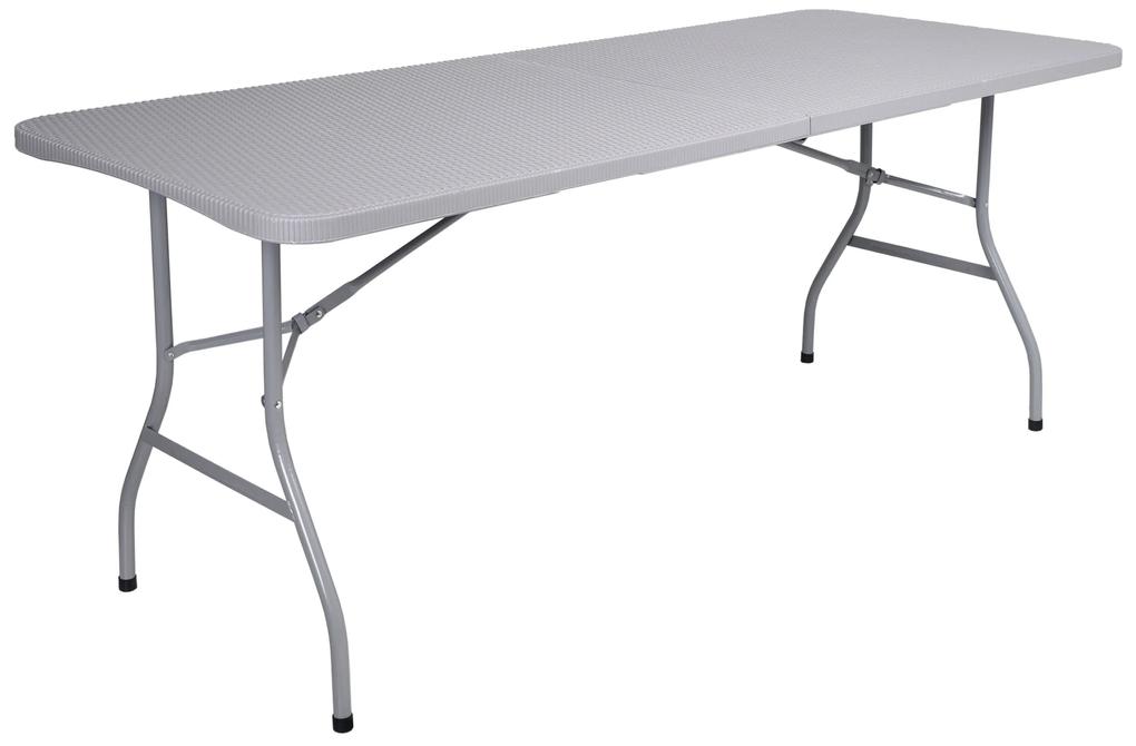 Cateringový stôl RATTAN rozkladací z kufra - 180 cm, sivý