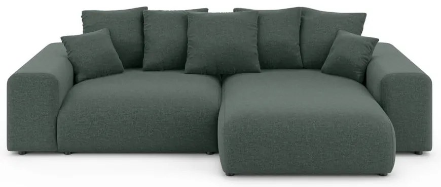Tmavozelená rozkladacia rohová pohovka s úložným priestorom (variabilný roh) Luma – Ropez