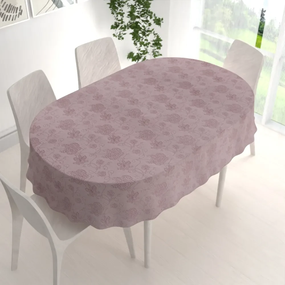 Biante Teflónový oválny obrus TF-077 Kvetované ornamenty na staroružovom 100x140 cm