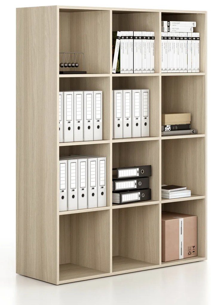 Regál FRAME, nižšia, 3 stĺpce, 1735 x 1299 x 450 mm, dub prírodný