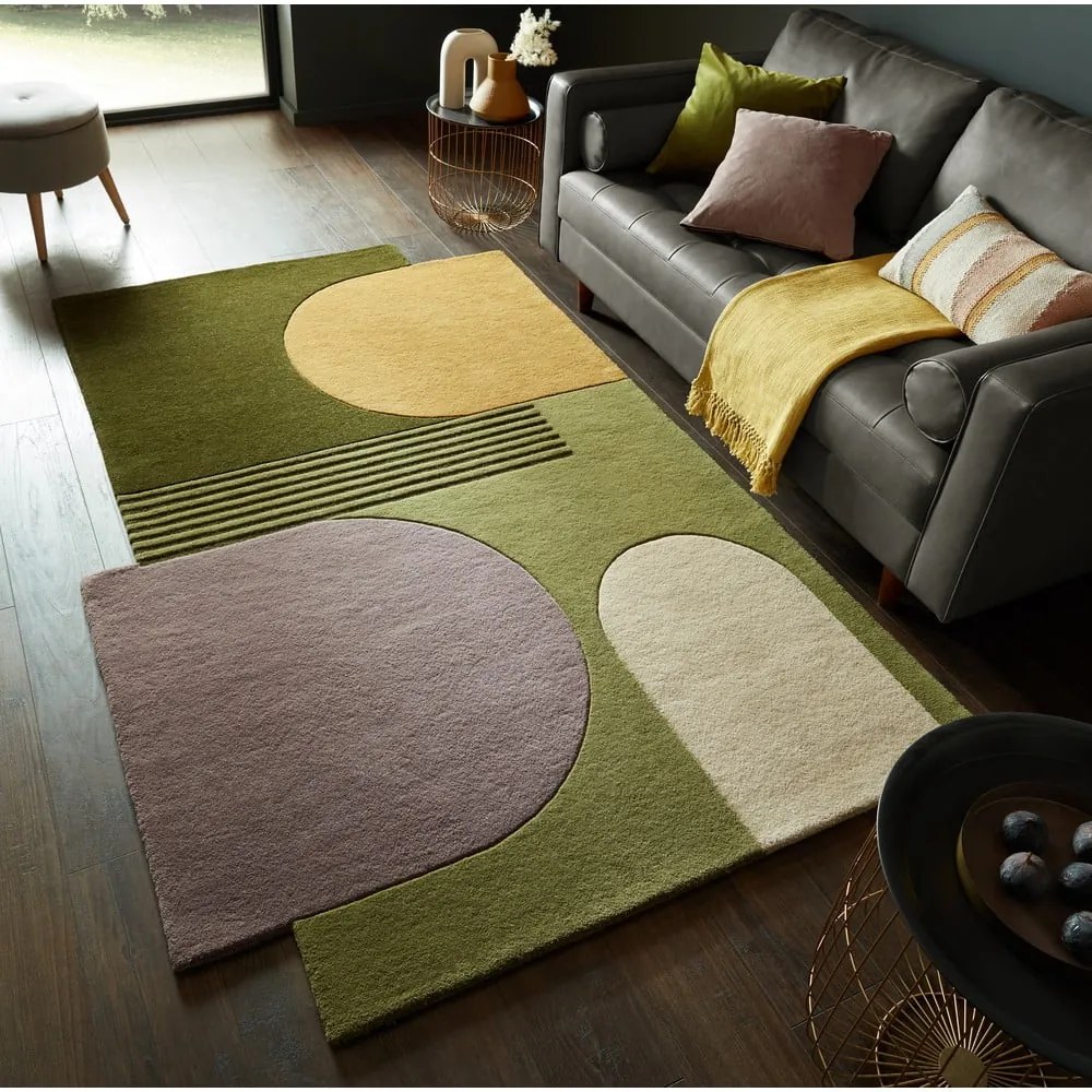 Zelený ručne tkaný vlnený koberec 120x180 cm Lozenge – Flair Rugs
