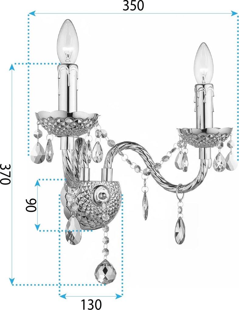 Toolight Toolight, nástenné svietidlo 2xE14, EBT019-2W, chrómová, OSW-01237