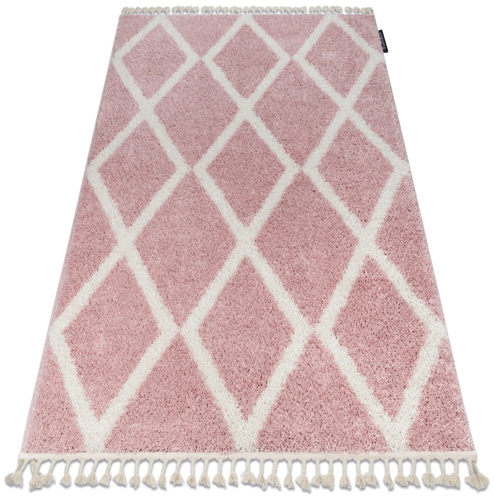 Koberec TROIK A0010,  ružovo -biely - strapce, Maroko Shaggy