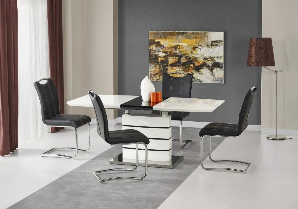 Jedálenský stôl rozkladací NORD biela / čierna Halmar