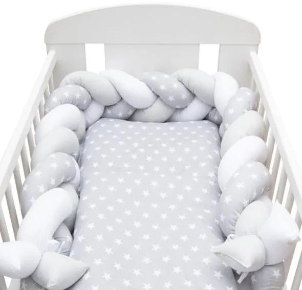 NEW BABY 2-dielne posteľné obliečky New Baby 90/120 cm sivé Hviezdičky biele