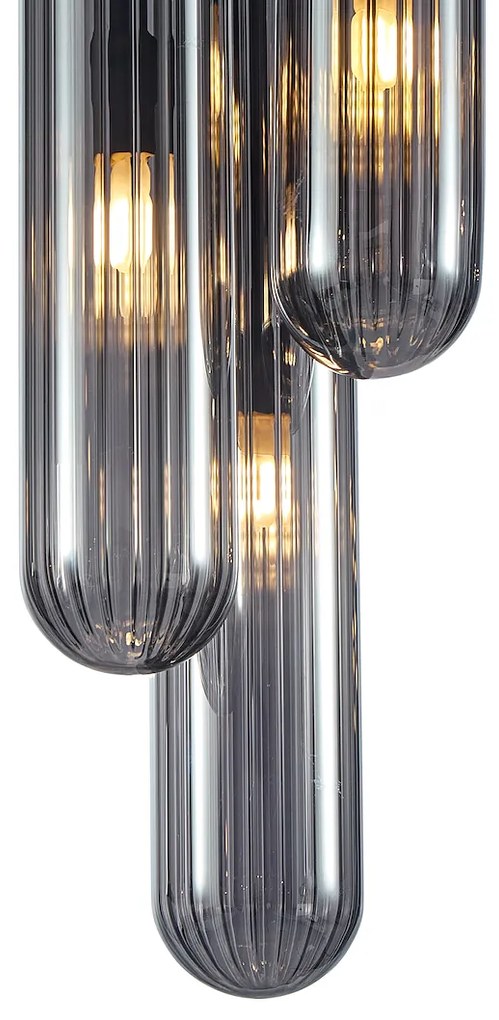 Stropné svietidlo Pax, 3x grafitové sklenené tienidlo, b, o