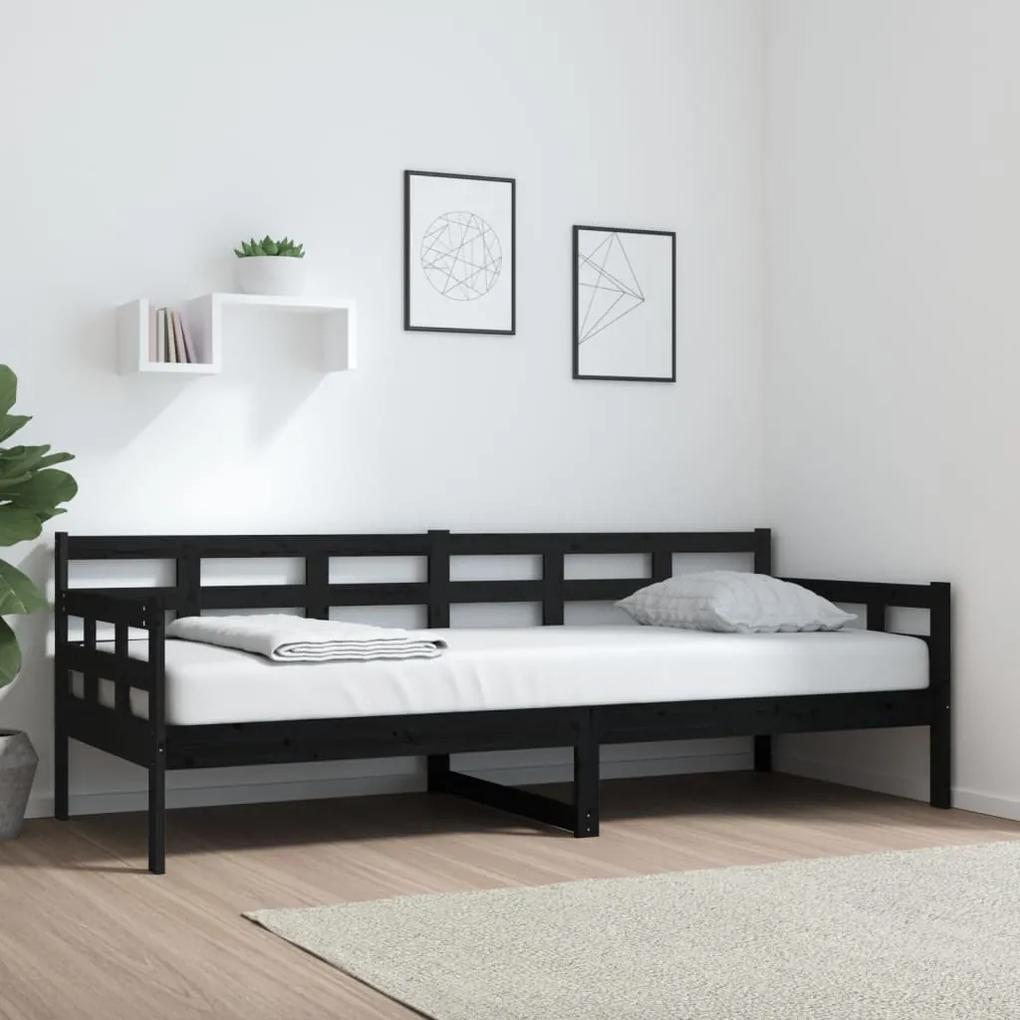 Denná posteľ čierna borovicový masív 80x200 cm