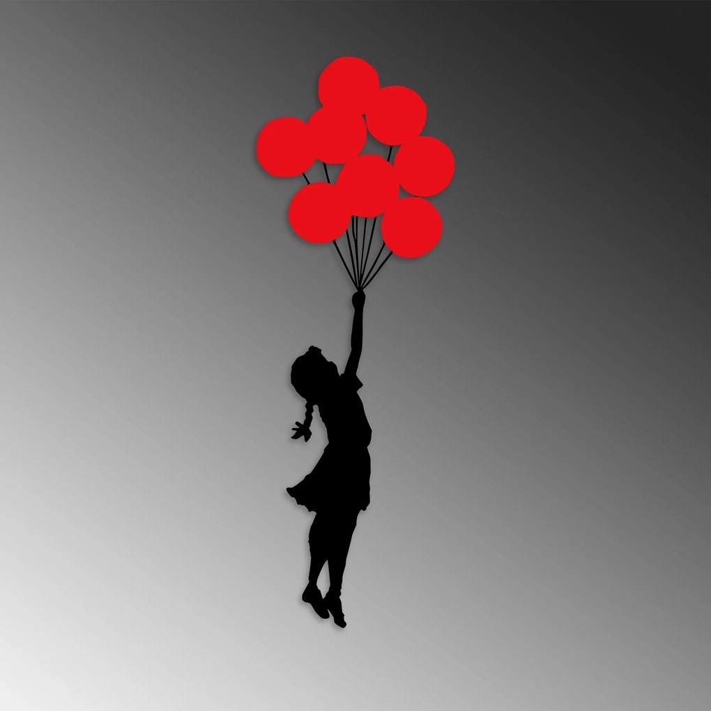 Nástenná kovová dekorácia Banksy červená/čierna