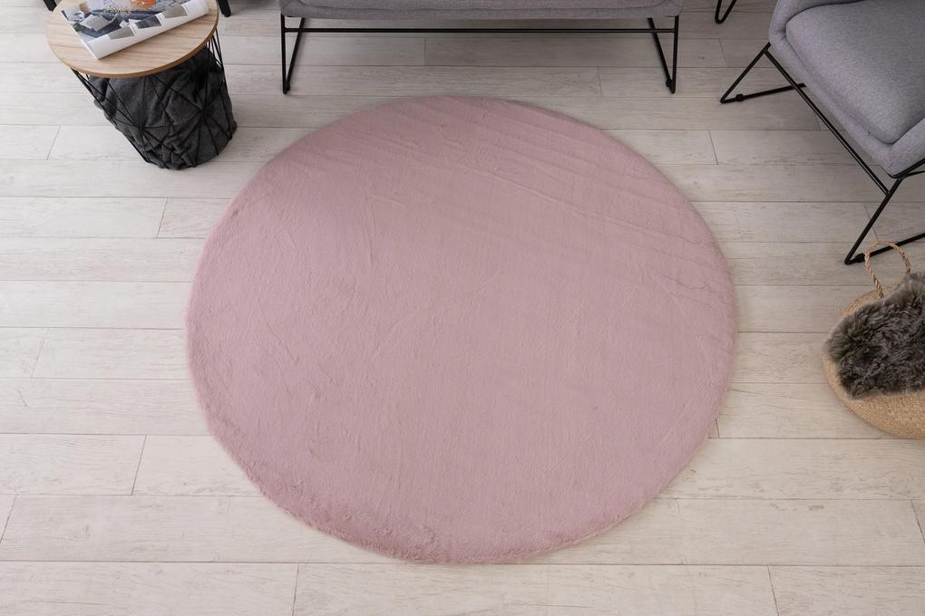 Okrúhly koberec BUNNY ružová, imitácia králičej kožušiny Veľkosť: kruh 80 cm