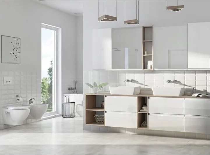 Cersanit Moduo, závesná skrinka + umývadlo 80cm, biela, S801-316-DSM