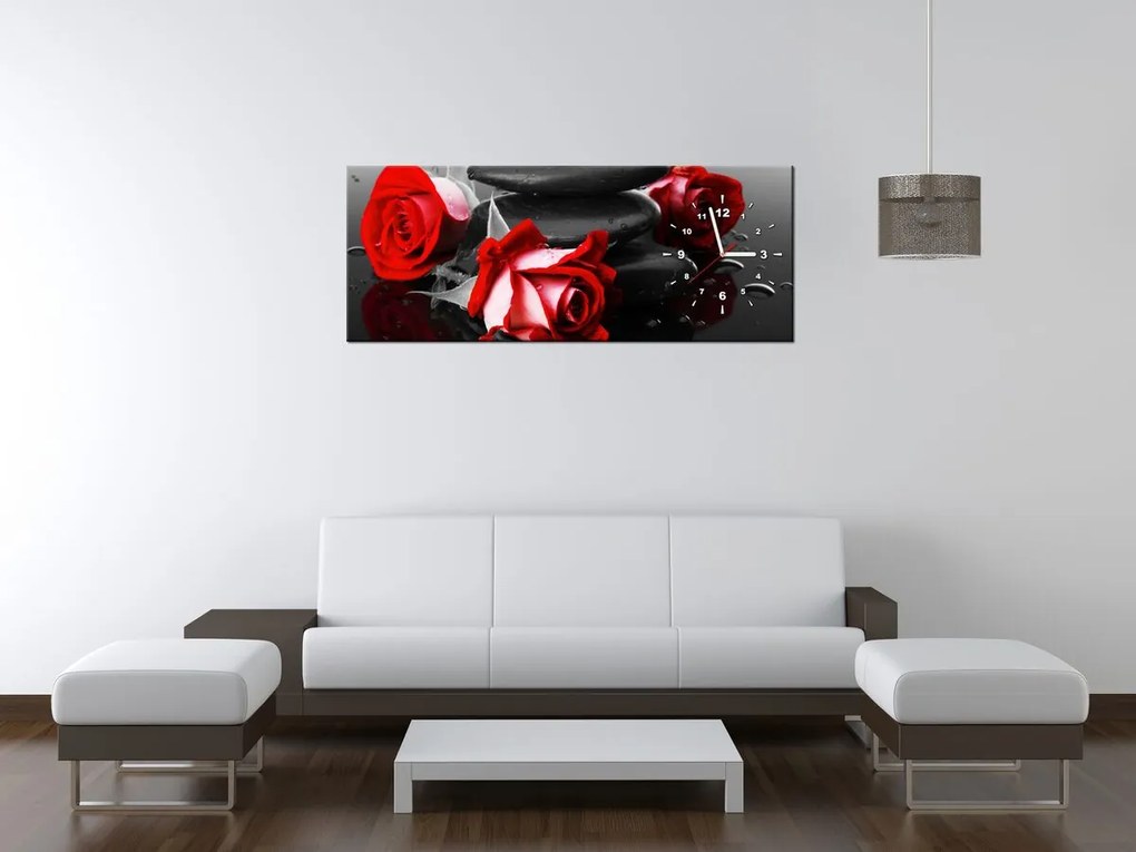 Gario Obraz s hodinami Roses and spa Rozmery: 60 x 40 cm