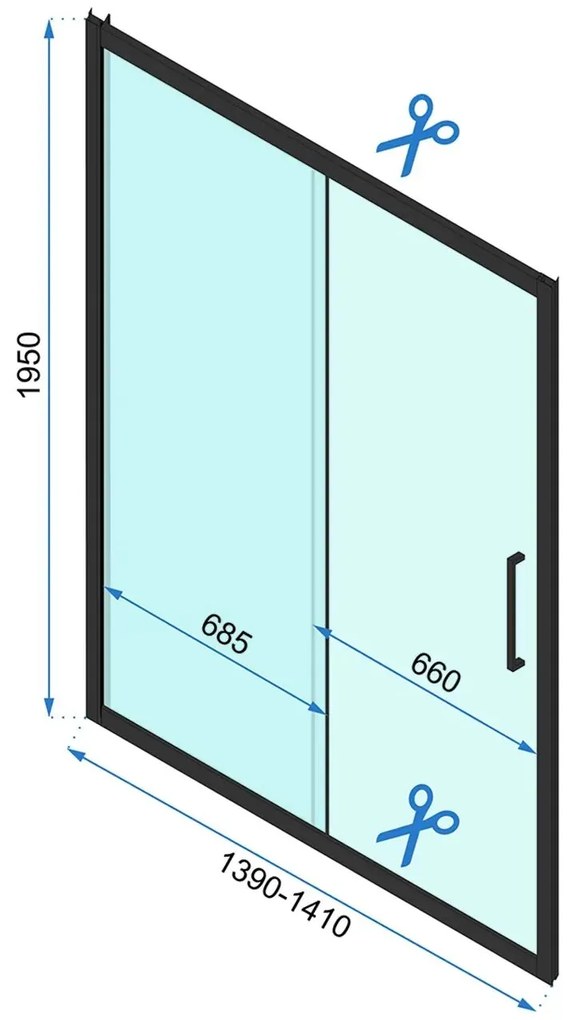 Rea Rapid Slide, posuvné sprchové dvere 1400 x 1950 mm, 6mm číre sklo, chrómový profil, REA-K5604