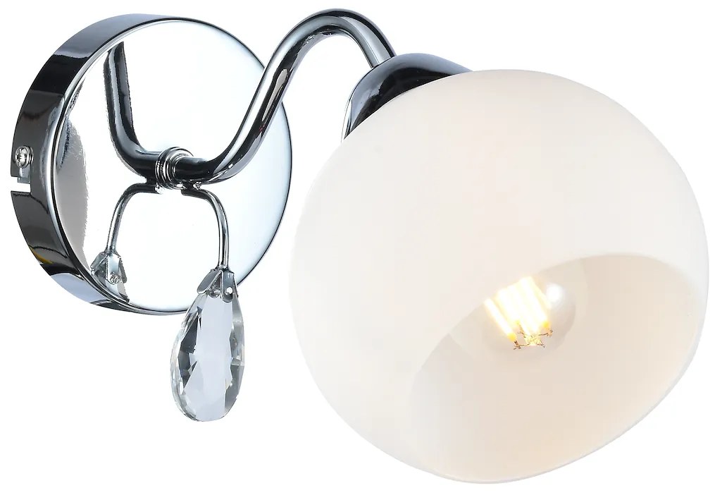 Nástenné svietidlo Connor, 1x biele sklenené tienidlo, ch