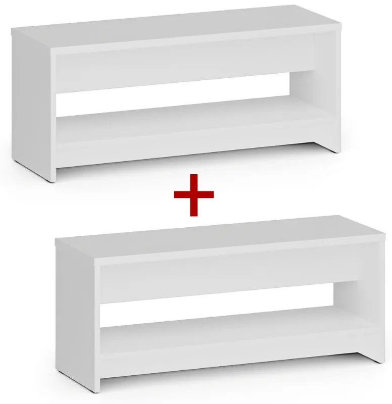 Šatníková lavica s policou na topánky 1+1 ZADARMO, zosilnená, 1000 mm, biela