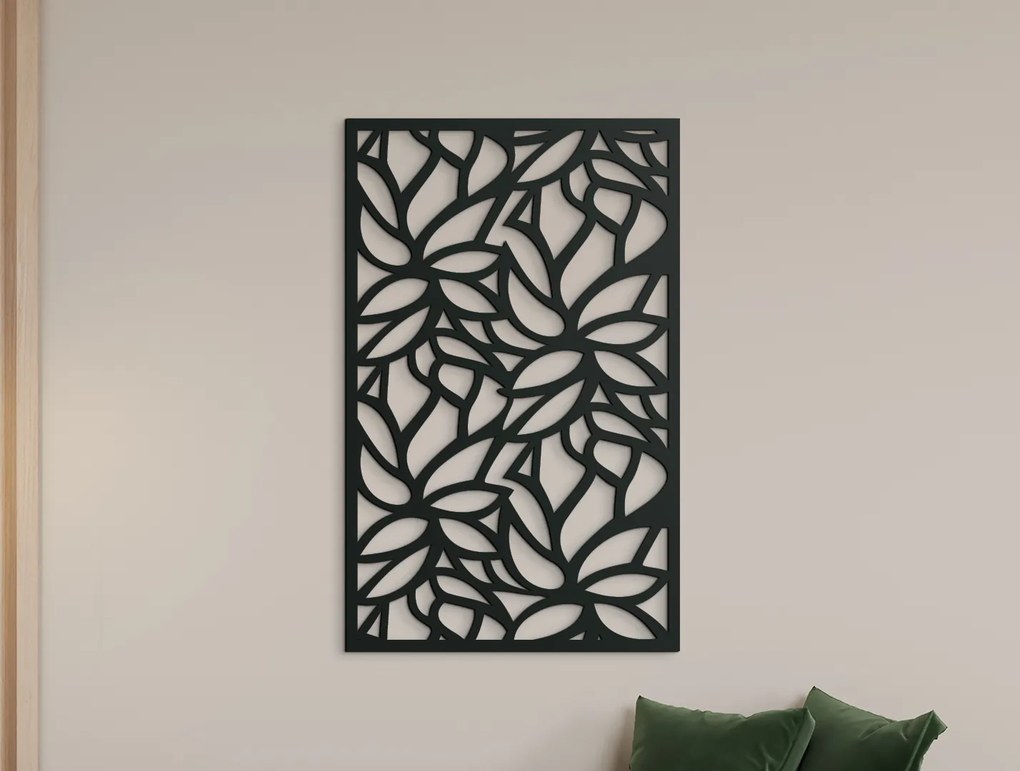 drevko Vyrezávaný obraz na stenu Listy Rozmer obrazu: 44,5 x 28 cm, Farba dekorácie: Čierna