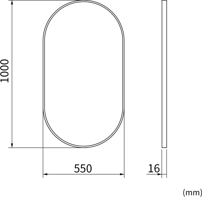 Erga Oval, oválne zrkadlo 55x100cm, zlatý rám, ERG-V01-OVAL-5510-GD