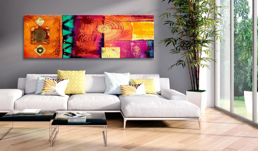 Artgeist Obraz - Orange Abstraction Veľkosť: 135x45, Verzia: Premium Print