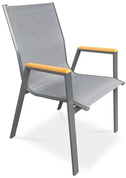 Autronic BONTEC Záhradná stolička, kov, sieťovina, šedá, AZC-S1050 GREY Farba: Šedá