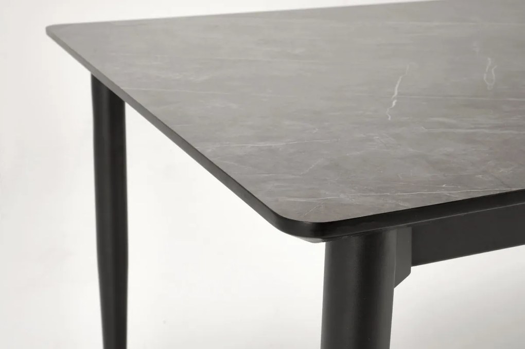 Jídelní rozkládací stůl Charles 180/260 cm šedý mramor/černý