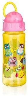 BANQUET OWLS Fľaša plastová s slamkou Pink 500 ml 12628000 P