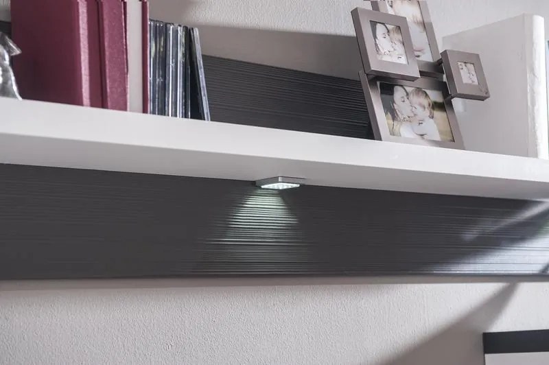 Obývacia stena Caracas kombi 333, grafit/biely lesk, s osvetlením