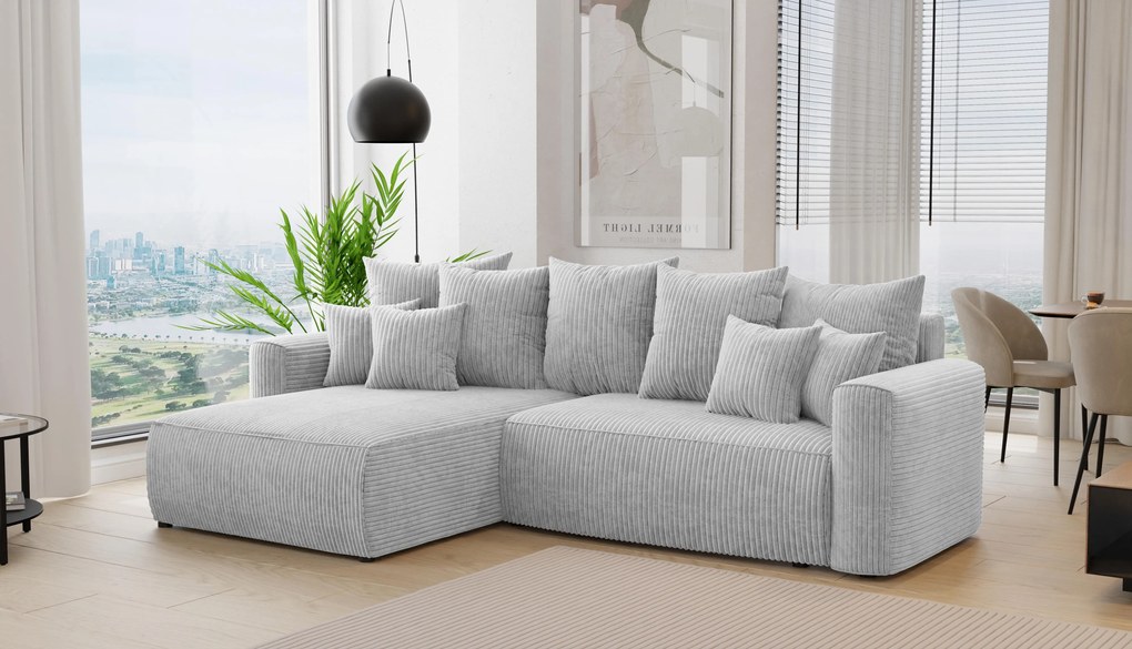 Rohová sedačka Baria (L) (svetlosivá). Akcia -20%. Vlastná spoľahlivá doprava až k Vám domov. 1133097