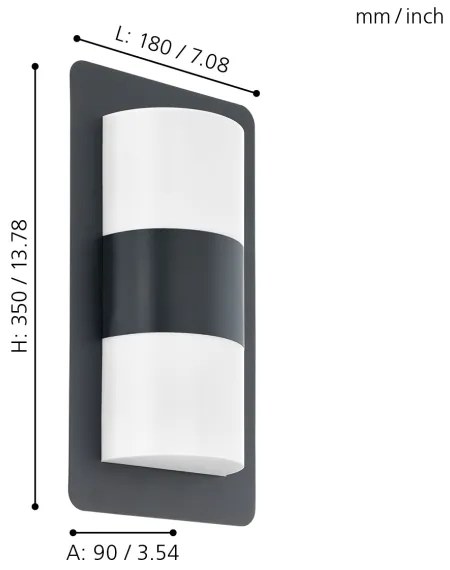 Eglo 98086 - Vonkajšie nástenné svietidlo CISTIERNA 2xE27/10W/230V antracit IP44