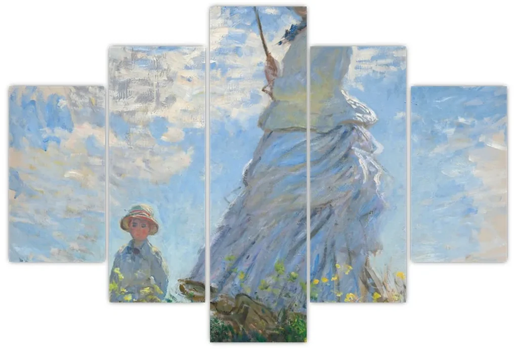 Obraz - Claude Monet, Woman with a Parasol - Madame Monet and Her Son, reprodukcia (150x105 cm)
