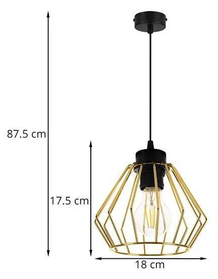 Závesné svietidlo NUVOLA 1, 1x zlaté drôtené tienidlo