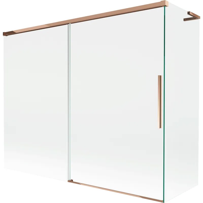 Mexen Rox, L 2-krídlová posuvná vaňová zástena 190 + 90 x 150 cm, 8mm číre sklo, ružové zlato profil, 8C9L-190-090-60-00