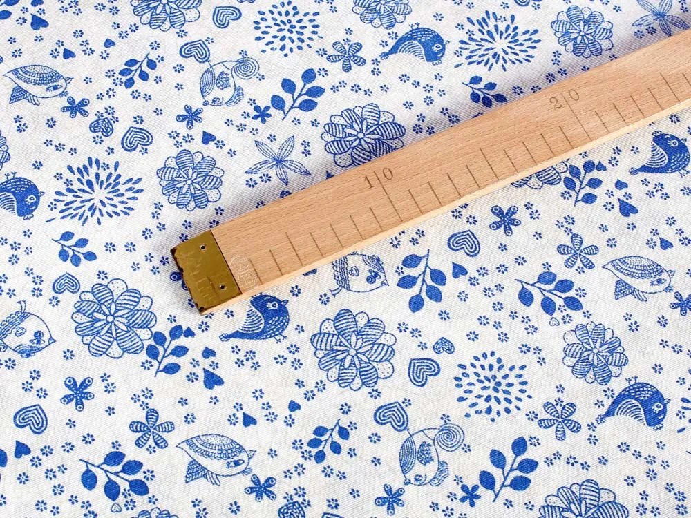Biante Dekoračný behúň na stôl Leona LN-082 Modrý ľudový vzor 45x140 cm