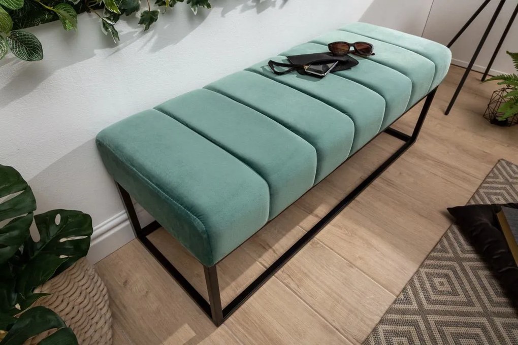 Dizajnová lavica Halle 110 cm zamat - mentolová zelená