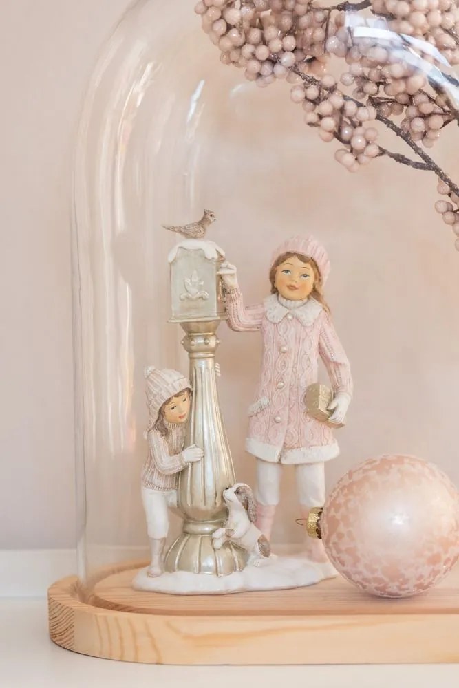 Prírodný drevený oválny podnos so skleneným poklopom Bell Jar - 43*23*51 cm